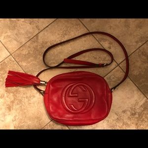 RED LEATHER GUCCI SOHO DISCO BAG